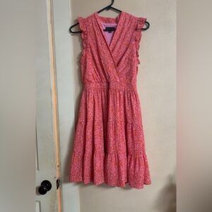 Pink Floral Tiered Wrap Dress